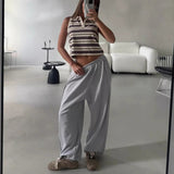 Women's Street Style Loose Casual Trousers Fashion Loose Waist Trousers 68HZ