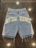 Trendy Embroidery Five-Point Denim Shorts Men's High Street Retro Bone Embroidery Loose Casual Trousers 68HZ