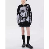 Two-Dimensional Anime Sweater Women In Harajuku Wind Round Knitted Knitted Jersey Hip Hop Dark Women's Clothing 68HZ