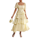 Dili 2025 Spring And Summer Temperament Casual Elegant Cake Dress Bubble Sleeves Wood Ear Dress Women's Dress