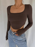 2025 Solid Women's Short Knitted Collar Spring And Autumn Wrapped In Long-Sleeved Fashion