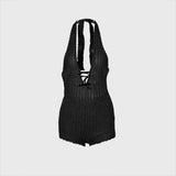 Autumn 2025 New Neck Repair T-Tie With Bare Back Sexy Babes Thorn Trousers Jumpsuit Woman