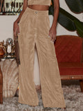 Exploding Women's Velvet Face High-End Loose Button Straight-Tight Broad-Legged Trousers Elegant Commute Leisure Trousers