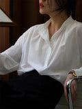 And Gentle And Gentle Romantic Commute Cotton Cotton Small Standing Autumn Minimalist Loose Long-Sleeved Shirt