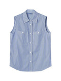 Summer New Sleeveless Shirt Striped Casual Right Angle Shoulder Shirt London Street Simple Wear Top
