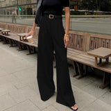 White Commuting Style Suit Pants Women Fashion High-Waisted Leisure Pants Loose Simple Drag Trousers 68HZ