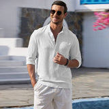 New Men's Shirt Spring And Autumn High Wrinkles Long Sleeves Solid Business Shirt Shirt Men's Clothing