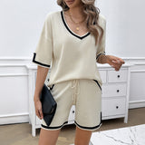 Dili 2025 Spring/Summer Women's Casual V-Neck Sweater Set