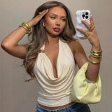 2026 Spring New Fashion Sexy Bare Back Small Vest Hanging Neck Solid Color Women's T-Shirt Top