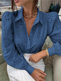 Dili Casual Holiday Fashion Hollow Long Sleeve Open Shirt Women's Clothing 2025 Autumn And Winter