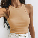 2026 Women's Spring And Summer Short-Colored Solid Thread Sleeveless T-Shirt Vest Inside