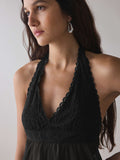 2026 New Hot Lace Lace Top Women Summer Folded Lotus Leaves Side Umbilical Umbilical Sweet Spicy Wind Short Hanging Neck Vest