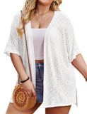 New Women's Knitwear Short Sleeve Open Fork Plus Coat Summer Large Size Women's Cardigan