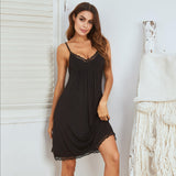 Summer Ladies Home Clothes Lace Spliced Pajamas Mordelled Cotton Sling Pyjamas Maid