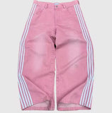 Vintage Street Striped Jeans Men Y2k Harajuku Casual Broad-Legged Trousers Gothic Straight-Tight Trousers 68HZ
