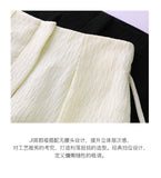 Beauty Wrinkled Vest Backs Thin Three-Dimensional Kinesi V Collar Sleeveless Coat Broad Leg Pants Women Summer Suit