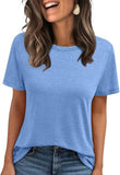 2025 Women's Round Neck New Casual Loose Solid Color Short-Sleeved T-Shirt