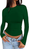2025 Ms. New Autumn Leisure Body Collar Sexy Pure Color Long-Sleeved Top