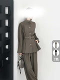 Spring New Writer's Set Aer Gas Field Full Open TR Twill Texture Short Trench Coat Broad Leg Trousers