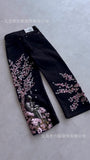Heavy Industry Flower Embroidered Jeans Men And Women's Y2k High Street Fashion Street Straight Trousers 68HZ