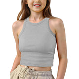2026 New Short Sleeveless Children's Small Vest Spring And Summer Solid Color Thread Sleeveless T-Shirt Vest