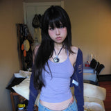 Striped Sling Belt Short Zipper Top Two Sets Of Women's Y2k High Street Repair T-Shirt Outside The Tide 68HZ