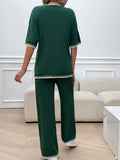 Dili Casual Holiday Style Simple Short-Sleeved Women's Straight-Through Trousers Suit Women's Clothing 2025 Spring And Summer