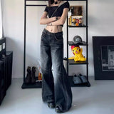 Micro-Thorn Jeans Women Y2k Street Retro Design Feel Large Loose Broad Leg Drag Long Pants 68HZ