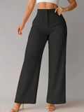 Women's New Casual Style Feeling Solid Broad-Legged Trousers Trousers Trousers Trousers
