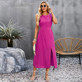 Dili Solid Color Dress 2025 Summer Long Sleeveless Vest Dress
