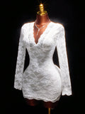 New Solid Color Body-Making Sexy Lace Splicing V-Neck Waist Pure Ass Short Dress Dress Dress Woman