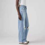 New Knee-Breaking Jeans Women's Light-Colored Water-Washing Casual Straight Pants Loose-Fitting Long Pants 68HZ