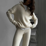 2025 Fashion Women's Spring And Autumn Temperament Casual Half-Zip-Collar Knitting Set 68HZ