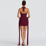 Spring And Summer New Women's Personalized Water Drop Decoration Sexy Deep V-Neck Hanging Neck And Hip Dress