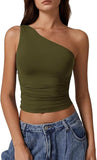 2025 Summer Women's New Sleeveless Shoulder Solid Color Repair Sexy Open-Enavel Vest T-Shirt