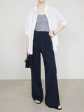 Tibetan Blue Suit Pants High Wisdom Big Lady Wind TR Thick Twill Broad Leg Pants Cover Meat Thin Season Can Be Trousers Women