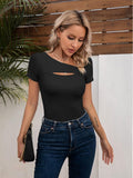 New Sexy Long-Sleeved T-Shirt Front With Irregular Women's T Women's Fashion Brand