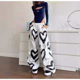 Spice Girls Casual Fashion Trousers Y2k Hip Hop Love Graffiti Tight Rope Wide Leg Pants Loose Mop 68HZ