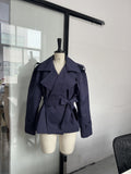 Commuter Solid English Wind Belt Belt Short Jacket Windwear 2025 Spring And Autumn Holiday Wind Short Wind Trench Coat