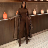New Autumn Sexy Open-Fork Trousers Strapped With Hips Long Dress Tice High-Collared Collars Jumpsuit