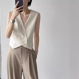Spring And Summer French Retro Fashion Fashion Sense V Collar Sleeveless Old Money Suit Vest Short Top