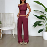 Dili Casual Holiday Vest Broad Leg Trousers Two Sets Of Women's Clothing 2025 Spring And Summer