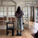 Vintage Vibe High-Waisted Denim Seven-Point Trousers Women Y2K Loose Leisure Water Wash To Make Old Straight Trousers 68HZ