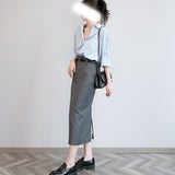 Spring New Suit Half Dress Suit Gray Dress Female Commute Simple H Version Open Skirt Long