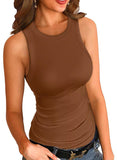 2025 Summer Women's Ribs Small Vest Round Collar Body Type Women's Vest