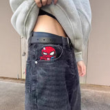 Hot Selling Spider Embroidery Ripped Jeans Men And Women Design Sense Harajian Hip Hops Straight Trousers 68HZ