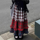 Vintage Lace Lace Gradient Half-Dress Girl Y2K New Casual Cake Skirt Itself Long Skirt Tide 68HZ