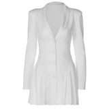 New Solid Dress In Autumn 2025 Sexy Deep V Suit Button Dress