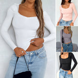 Dilu 2025 Autumn And Winter Y2k Women Decorate The U-Neck Long-Sleeved Top