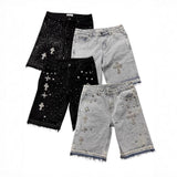 H-P Hop Cross Straight Drill Five-Point Denim Shorts Men's High Street Design Sense Loose Trousers Tide 68HZ
